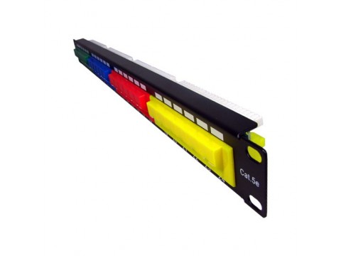 Патч Панель SHIP P197-24D / 24 Ports / 45-Degree Angled Design / Color-Coded Blocks / RG45 Front Ports / DUAL IDC Rear Connectors