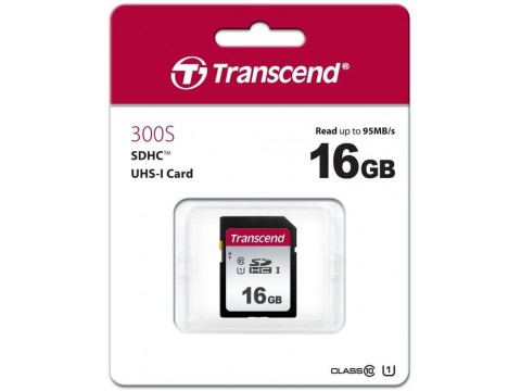 Карта памяти SD 16GB Class 10 U1 Transcend TS16GSDC300S