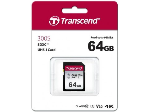 Карта памяти SD 64GB Class 10 U3 Transcend TS64GSDC300S