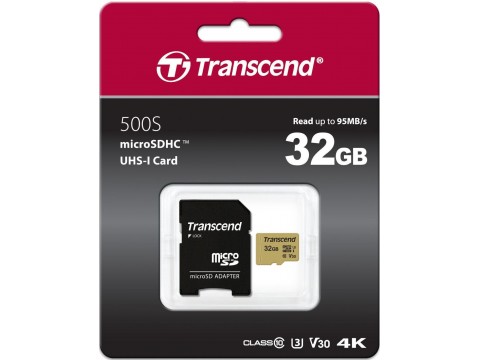 Карта памяти MicroSD 32GB Class 10 U3 Transcend TS32GUSD500S