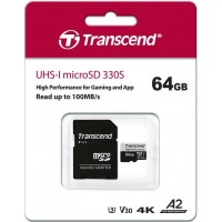 Карта памяти MicroSD 64GB Class 10 U3 A2 Transcend TS64GUSD330S