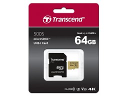 Карта памяти MicroSD 64GB Class 10 U3 Transcend TS64GUSD500S