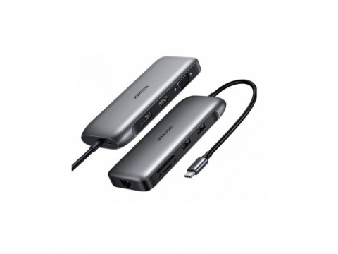 Конвертер Ugreen CM274 / USB-C / 2*USB 3.0 / HDMI / VGA / DP / RJ45 / SD/TF / PD