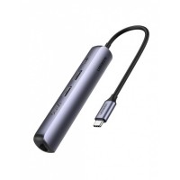 Мобильный активный OTG-хаб UGREEN CM418 USB-C to 2*USB 3.0+HDMI+RJ45 Ethernet Adapter+PD