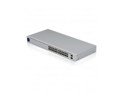 Ubiquiti USW-24-POE Gigabit Layer 2 switch with twenty-four Gigabit Ethernet ports including sixteen auto-sensing 802.3at PoE+ ports, and two SFP ports