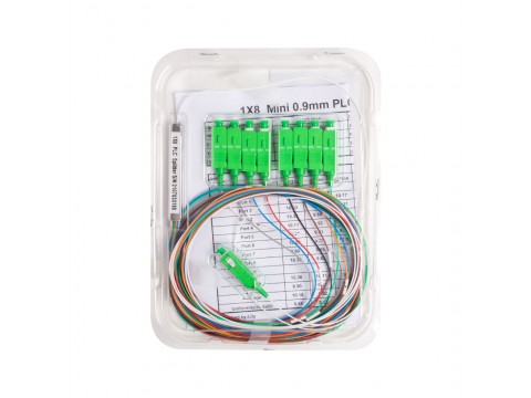 Сплиттер оптоволоконный PLC А-Оптик 1х8 SC/APC 1,5m SM