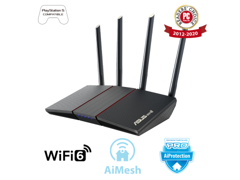 Двухдиапазонный маршрутизатор ASUS RT-AX55, Wi-Fi 802.11ax (AX1800), MU-MIMO, OFDMA, AiProtection Classic, AiMesh