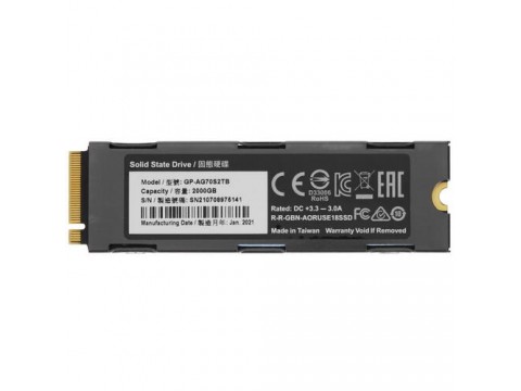 Твердотельный накопитель Gigabyte GP-AG70S2TB, 2000Gb, Read up to 7000Mb/Write up to 6850Mb PCIe GEN4