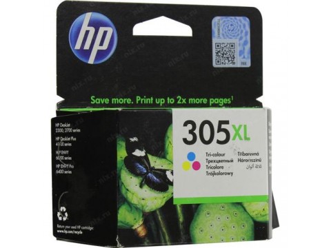 Картридж HP 305XL увеличенной емкости трехцветный / 200 страниц (3YM63AE)