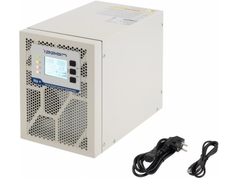 ИБП Ippon Na+ TAE 1000 1000W/Tower online/батарея 12V 4,8Ah*3/USB-B/RS-232/EPO/3 euro роз/ЖК-дисплей/поддержка SNMP/Бел