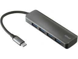 Разветвитель Trust Halyx 4 in 1 USB-C 3.2 серый