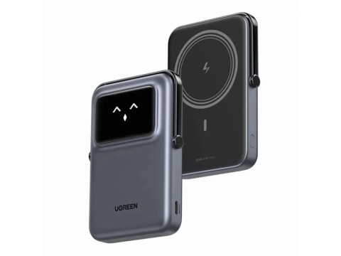 Пауэрбанк UGREEN PB572 45327 10000mAh mini Magnetic Robot Wls 20W(7.5W) USB-C With Hoder Grey
