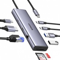 Разветвитель портов Ugreen CM498 3 x USB-A,Type-C, HDMI, VGA,SD, microSD, LAN 15600