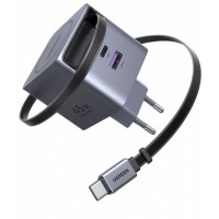 Зарядное устройство UGREEN X614  45W 2C1A GaN Fast Charger with Retractable Cable USB-C, 65822
