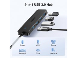HUB UGREEN CM219 25851 USB 3.0 A 4 Ports Black  0.15M