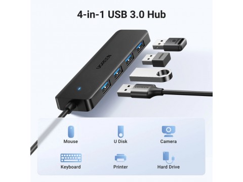 HUB UGREEN CM219 25851 USB 3.0 A 4 Ports Black  0.15M
