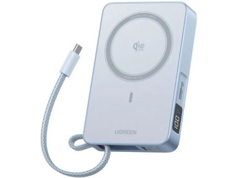 Пауэрбанк Ugreen PB773 65958B 10000mAh 30W 1C + 25W Magnetic Wireless Power Bank with 1* 30W Build-in Cable