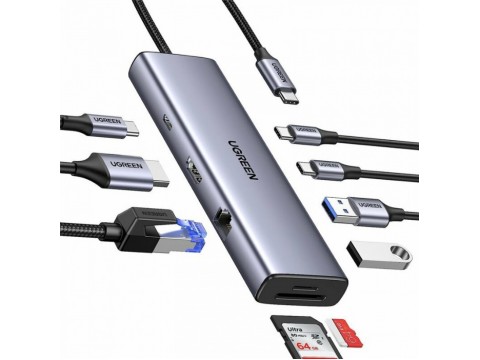 Конвертер Ugreen CM498 USB-C To HDMI+2*USB 3.2 A+ USB-C 3.2+SD/TF+PD 15531