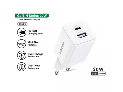 Зарядное устройство UGREEN X514  20W 1C1A GaN Fast Charger 65006