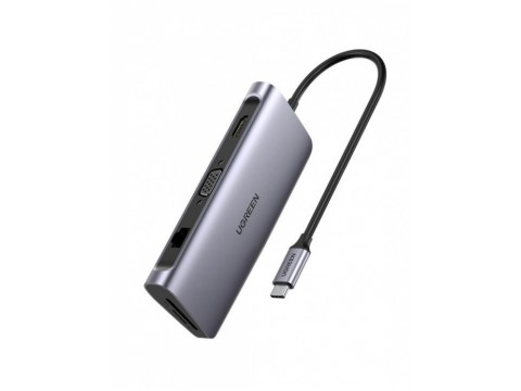 Конвертер Ugreen CM179 USB-C/3*USB 3.0 A/HDMI/VGA/RJ45 Gigabit/SD/TF/PD