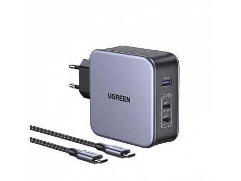 Зарядное устройство Ugreen CD289 90549 Nexode 140W 1*USB-А, 2*USB-C GaN  with C to C Cable 2M