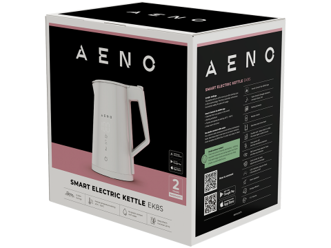 AENO Electric Kettle EK8S Smart: 1850-2200W, 1.7L, Strix, Double-walls, Temperature Control, Keep warm Function, Control via Wi-Fi, LED-display, Non-heating body, Auto Power Off, Dry tank Protection