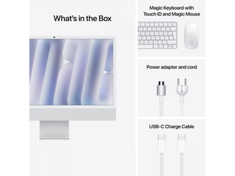 24-inch iMac with Retina 4.5K display: Apple M4 chip with 10‑core CPU and 10‑core GPU, 16GB, 512GB SSD - Silver,Model A3137