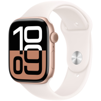 Apple Watch Series 10 GPS 46mm Rose Gold Aluminium Case with Light Blush Sport Band - S/M,Model A2999