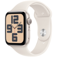 Apple Watch SE 2024 GPS 44mm Starlight Aluminium Case with Starlight Sport Band - M/L,Model A2723