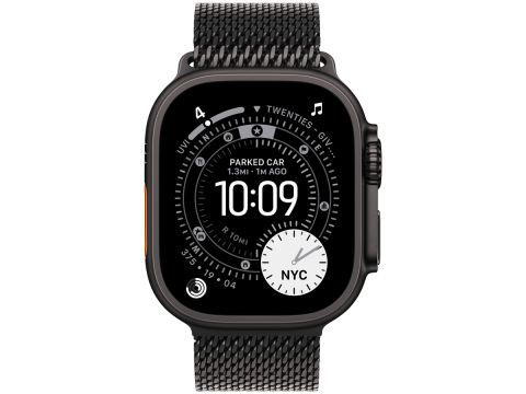 Apple Watch Ultra 3 GPS + Cellular 49mm Black Titanium Case with Black Titanium Milanese Loop - Medium,Model A3281