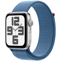 Apple Watch SE GPS 44mm Silver Aluminium Case with Winter Blue Sport Loop,Model A2723