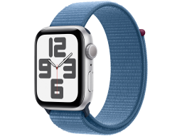 Apple Watch SE GPS 44mm Silver Aluminium Case with Winter Blue Sport Loop,Model A2723