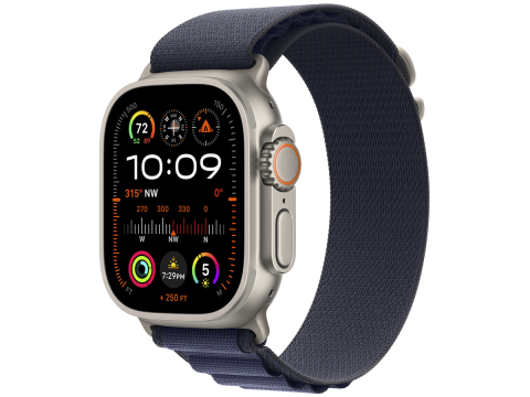49mm Navy Alpine Loop - Medium - Natural Titanium Finish