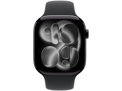 Apple Watch Series 11 GPS 46mm Jet Black Aluminium Case with Black Sport Band - M/L,Model A3333