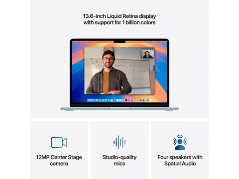 13-inch MacBook Air: Apple M4 chip with 10-core CPU and 10-core GPU, 16GB, 512GB SSD - Sky Blue,Model A3240