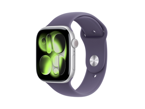 Apple Watch Series 11 GPS 46mm Silver Aluminium Case with Purple Fog Sport Band - M/L,Model A3333