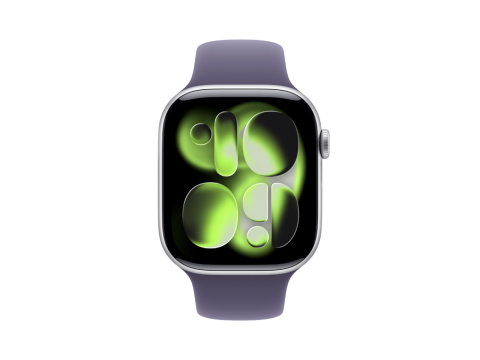 Apple Watch Series 11 GPS 46mm Silver Aluminium Case with Purple Fog Sport Band - M/L,Model A3333