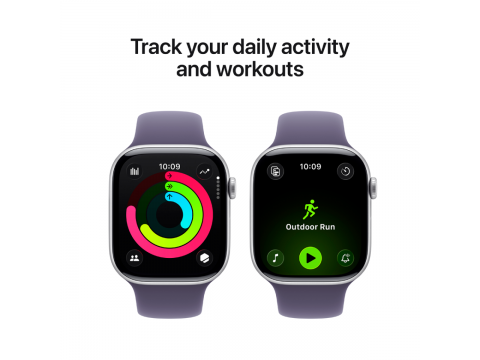 Apple Watch Series 11 GPS 46mm Silver Aluminium Case with Purple Fog Sport Band - M/L,Model A3333