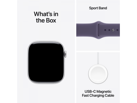 Apple Watch Series 11 GPS 46mm Silver Aluminium Case with Purple Fog Sport Band - M/L,Model A3333