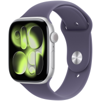 Apple Watch Series 11 GPS 46mm Silver Aluminium Case with Purple Fog Sport Band - M/L,Model A3333