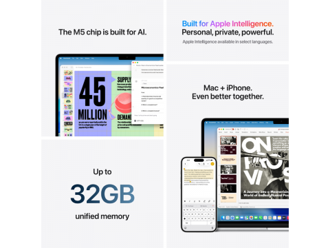 15-inch MacBook Air: Apple M5 chip with 10-core CPU and 10-core GPU, 24GB, 1TB SSD - Silver,Model A3448