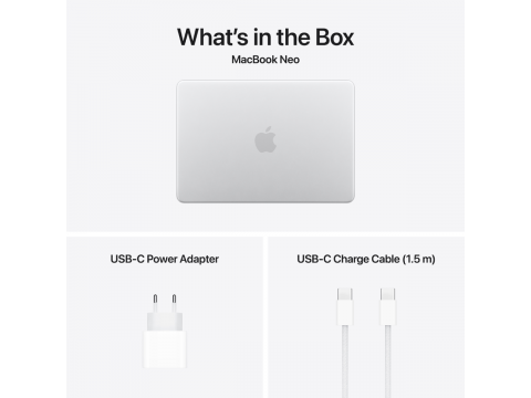 13-inch MacBook Neo: Apple A18 Pro chip with 6-core CPU and 5-core GPU, 8GB, 256GB SSD - Silver,Model A3404