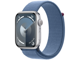 Apple Watch Series 9 GPS 45mm Silver Aluminium Case with Winter Blue Sport Loop,Model A2980