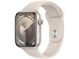 Apple Watch Series 9 GPS 45mm Starlight Aluminium Case with Starlight Sport Band - S/M,Model A2980