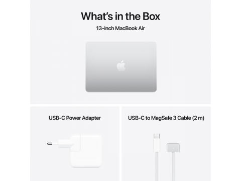 13-inch MacBook Air: Apple M4 chip with 10-core CPU and 10-core GPU, 24GB, 512GB SSD - Silver,Model A3240
