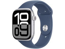 Apple Watch Series 10 GPS 46mm Silver Aluminium Case with Denim Sport Band - M/L,Model A2999