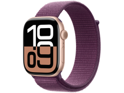 Apple Watch Series 10 GPS 42mm Rose Gold Aluminium Case with Plum Sport Loop,Model A2997