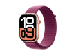 Apple Watch Series 10 GPS 42mm Rose Gold Aluminium Case with Plum Sport Loop,Model A2997