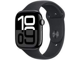 Apple Watch Series 10 GPS 46mm Jet Black Aluminium Case with Black Sport Band - M/L,Model A2999