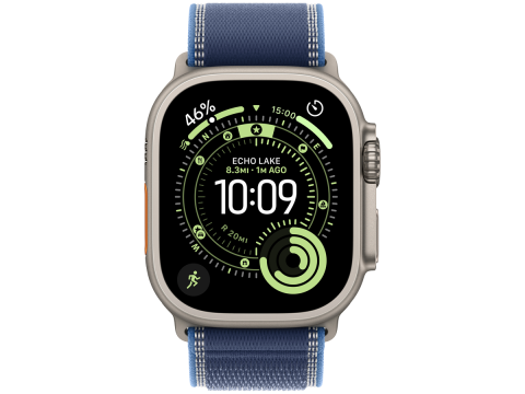 Apple Watch Ultra 3 GPS + Cellular 49mm Natural Titanium Case with Blue/Bright Blue Trail Loop - M/L,Model A3281